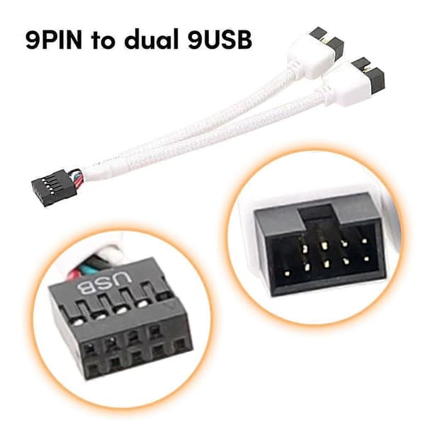 Bundkort USB 2.0 9Pin til 2x 9 Pin Skærmet Kabel Eliminerer Interferens