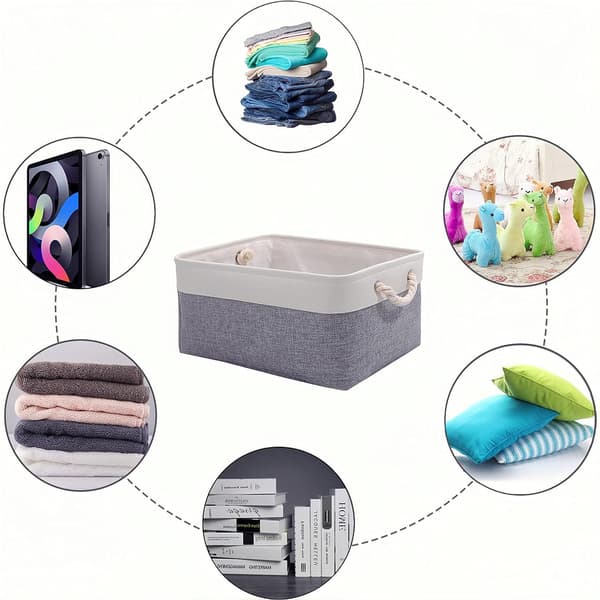 Small Fabric Storage Baskets, 3-pack, Waterproof Foldable Storage Bins, Canvas Storage Boxes for Wardrobe, Bedroom
