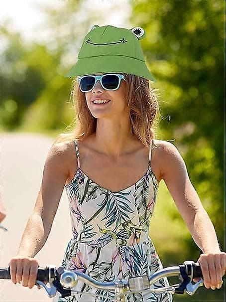 Groda Bucket Hat Sød Bomulds Solhat med Bred Skygge Fiskerhat til Voksne Kvinder Piger-SY