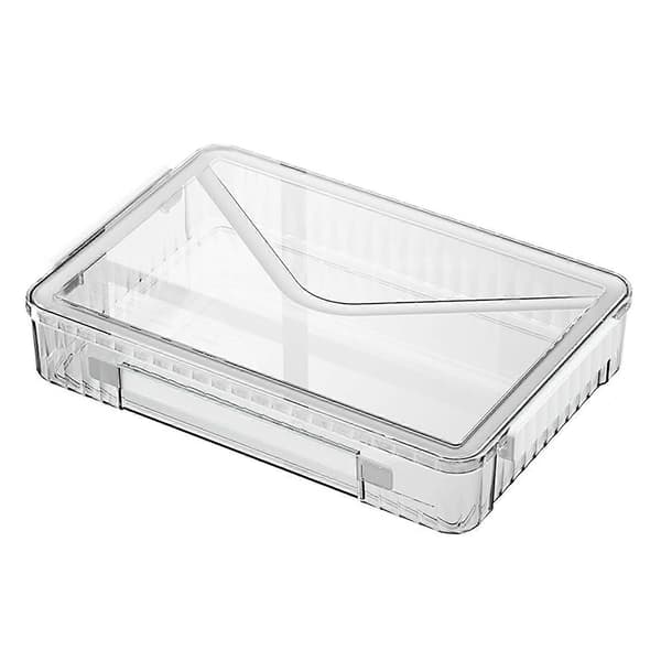 Certificate Storage Box Large Capacity Transparent Portable Scrapbook Paper Storage Bag with Handle for Document Files White