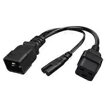 IEC320 C20 til C7+C19 Y-Type Splitter Strømkabel, IEC 320 C20 Hann til C7+C19 Hunn Strømadapterkabel