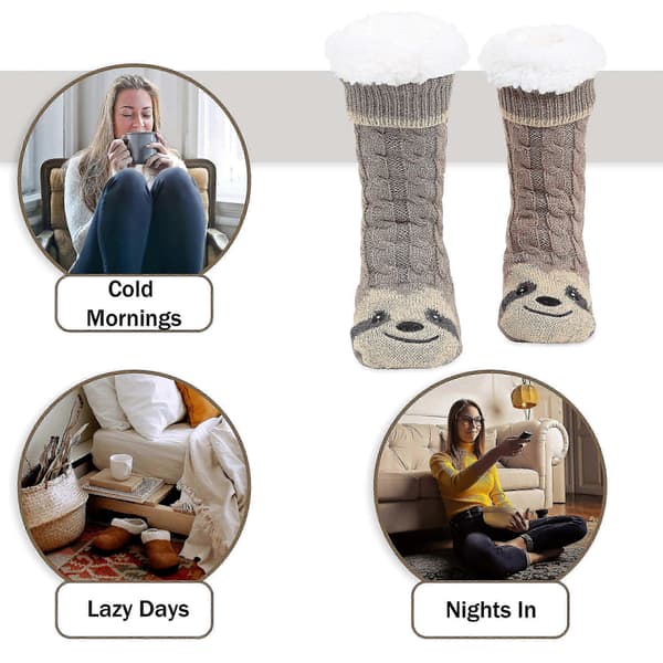 Hjemmesko Strømper Kvinder, Søde Dovendyr Varme Fleece Fluffy Skridsikre Strømper jkw
