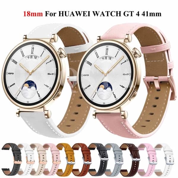 Læderrem til smartwatch til HUAWEI WATCH GT 4 41mm/Garmin Venu 3S/Venu 2S Rem Rosaguld Spænde 18mm Til Vivoactive 3S 4S For Vivoactive 3S 4S