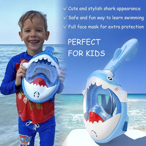 Snorkelmasker för barn, dykmasker, helmasker för barn i åldern 4-12 år (blå) blå blue