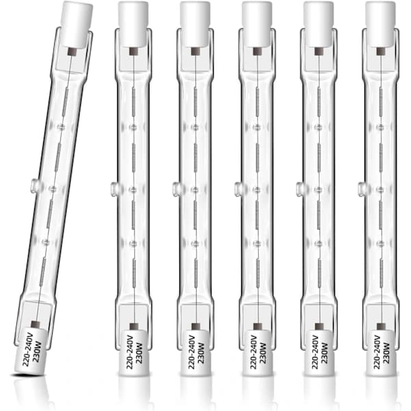 R7S 118mm Linear Halogen Bulbs 240W Dimmable 2700K Warm White 4650LM for Projector Home Office Lighting 6-Pack