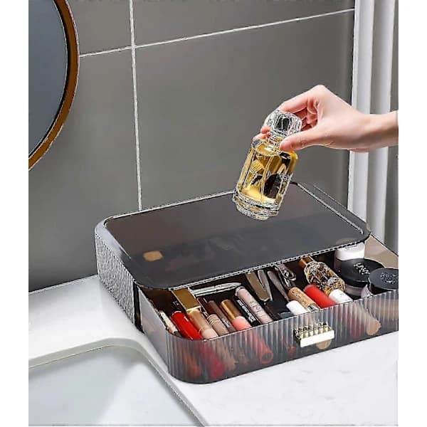 Large Stackable Box for Makeup Organization, Skincare and Cosmetic Storage, Dustproof Bathroom Storage