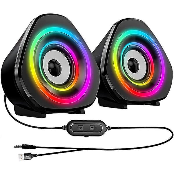 Computer Speakers PC Desktop Laptop Speakers RGB Light USB Powered Volume Control for PC/Laptops/De