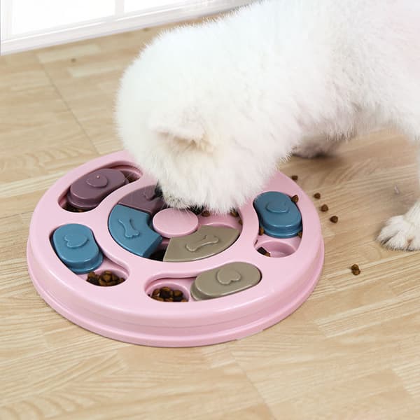 Foderlegetøj til kæledyr med skridsikker bund, puslespilslegetøj til kæledyr, holdbart, langtidsholdbart, let og bidesikkert til hunde og katte Pink
