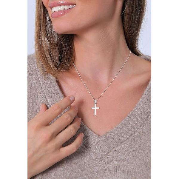 Dame Kors Vedhæng Halskæde Religiøs Basic 925 Sterling Sølv