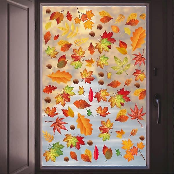 Efterårs vinduesdekorationer, 9 ark efterårs vinduesdekorationer til glas Efterårs vinduesdekorationer Efterårs vinduesdekorationer Thanksgiving