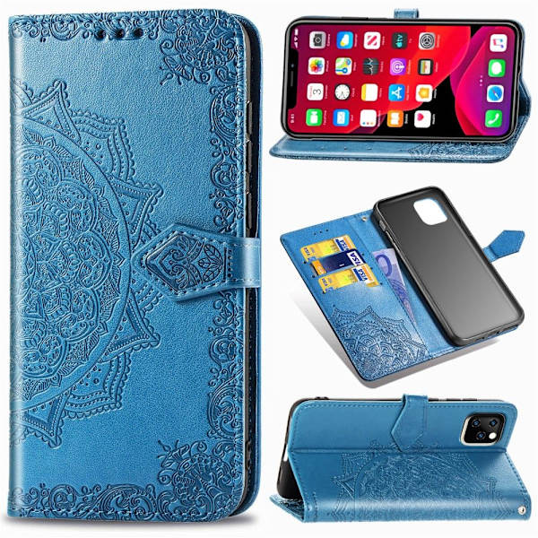 Kompatibel med iPhone, iPhone 11 - Mandala Plånboksfodral - Blå Blue Blå