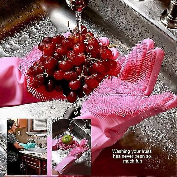 Magic Dishwashing Gloves Cleaning Sponge Gloves Reusable Silicone Brush