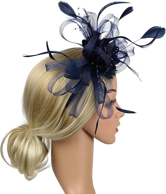 Elegant Fascinator Damehat Bryllup Fjer Hårklemme Tilbehør
