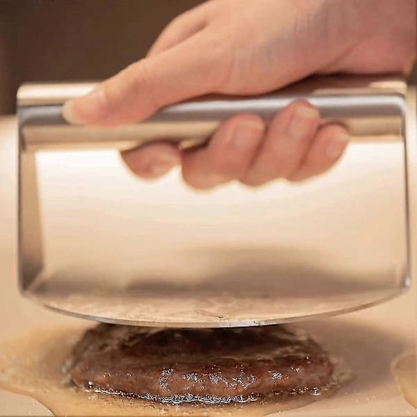 Stainless Steel Burger Press, Round Smash Burger Press with Handle for Flat Top Grill Cooking, Grill