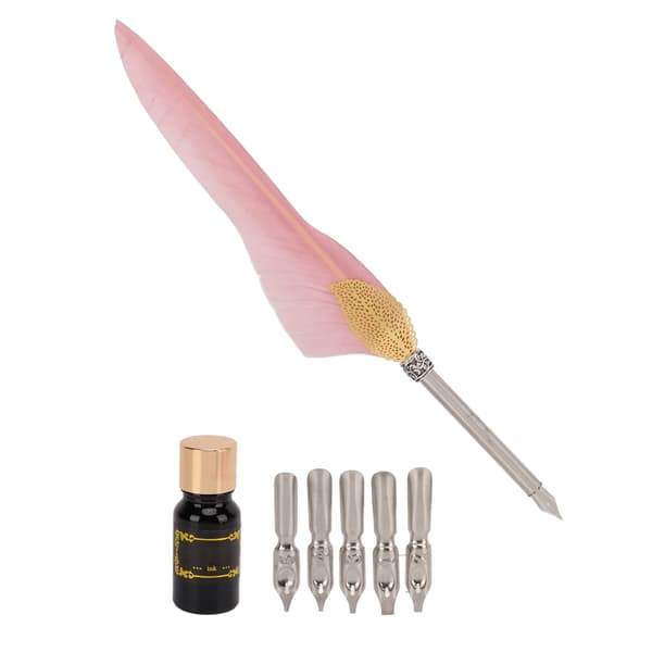 Feather Pen Set Durable Creativity Easy Writing Stationery Gift Box for Lovers Teachers Classmate Gift Dirty Powder