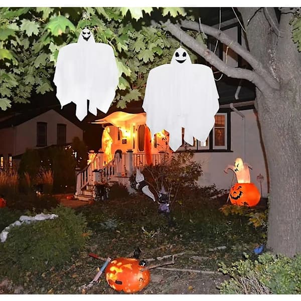 2025 3-pack Halloween Hanging Ghosts, 90 cm White Hanging Ghost Ornaments For Indoor Outdoor Tree