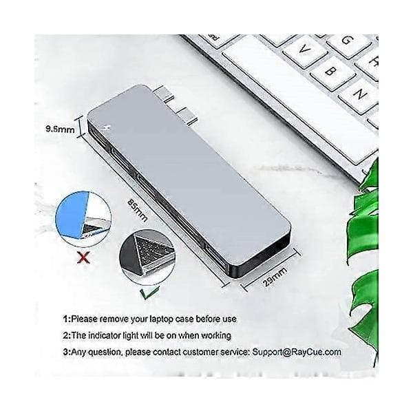 USB-C Hub-adapter til Macbook Pro/Air 2020 2019 2018, 6-i-1 USB-C-tilbehør