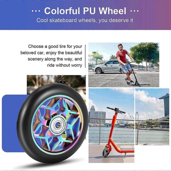 2 kpl 110 mm Stunt Scooter -pyörät PU laakereilla (musta)
