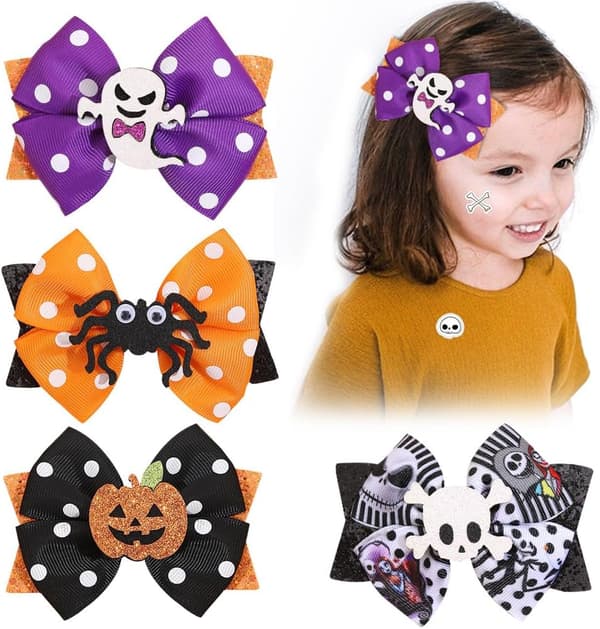 4 stk Halloween hårspenner, Halloween hårspenner med spindelvev