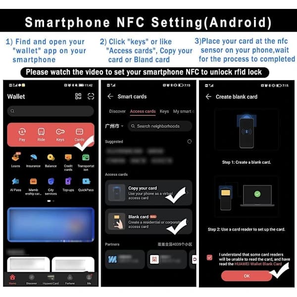 Skåplås, Smarta NFC Elektroniska Lås för Låda, Dolda Kortlås för Träskåp Garderob Skafferi Möbler (Android IOS) 【PL】