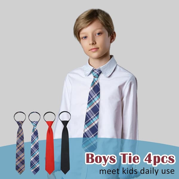 Guttens slips 4-pakninger Barnas slips, slips for ferdigknyttet glidelås Skole Uformell Konfirmasjon B-gutter - B-boys Ties
