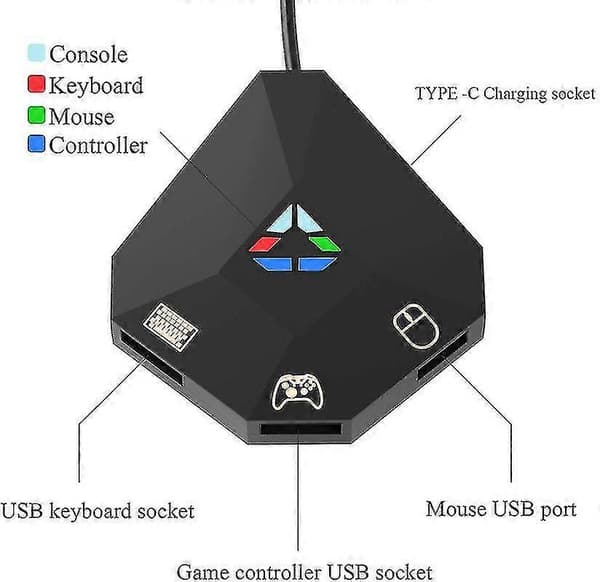 Tastatur- og museadapter til Nintendo Switch/ PS4/ PS3/ Xbox One/ Xbox 360 Konverter