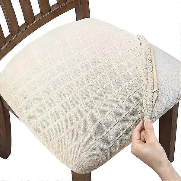 4 Pcs Rhombic Grid Pattern Chair Cover - Removable Washable Dustproof Dining Chair Cover C