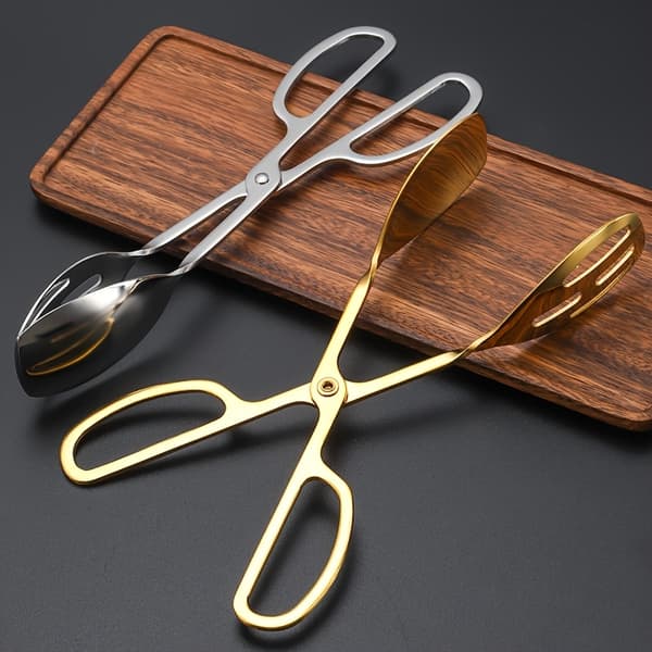 Rustfrie tenger, 25 cm varmebestandige for grilling og salatservering silvery