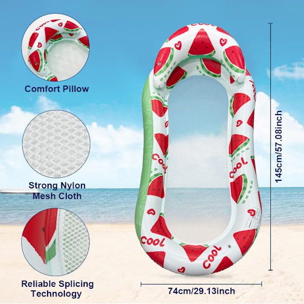 Inflatable Pool Float with Watermelon Pattern, Durable and Comfortable for Adults and Children