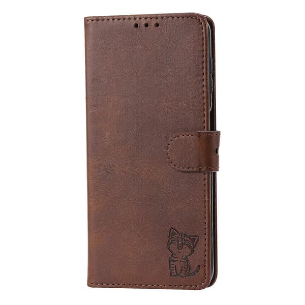 Til Samsung Galaxy A34 5G Præget Glad Kat Mønster Flip Læder Telefoncover