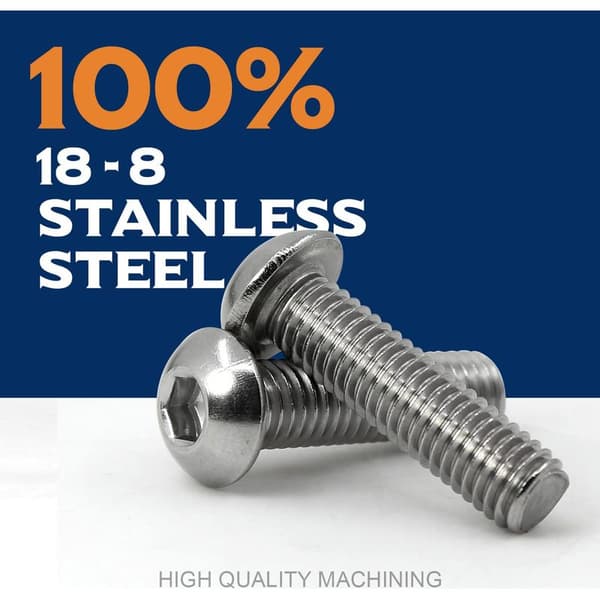 MINKUROW M8 x 55 mm 10 pcs Button Head Hex Socket Screw, 304 Stainless Steel Hex Bolt, Fully Threaded Bolt