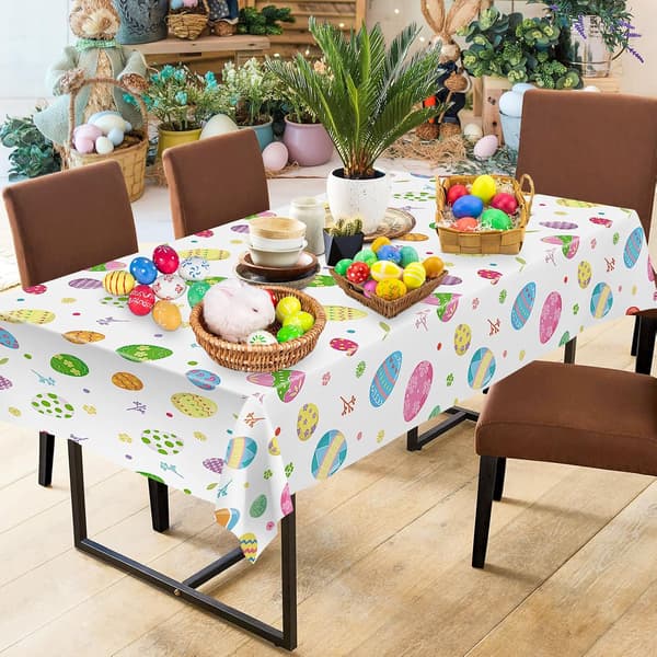 2-pack Easter Tablecloths - Colorful Easter Egg Tablecloths, 108 x 54 inches