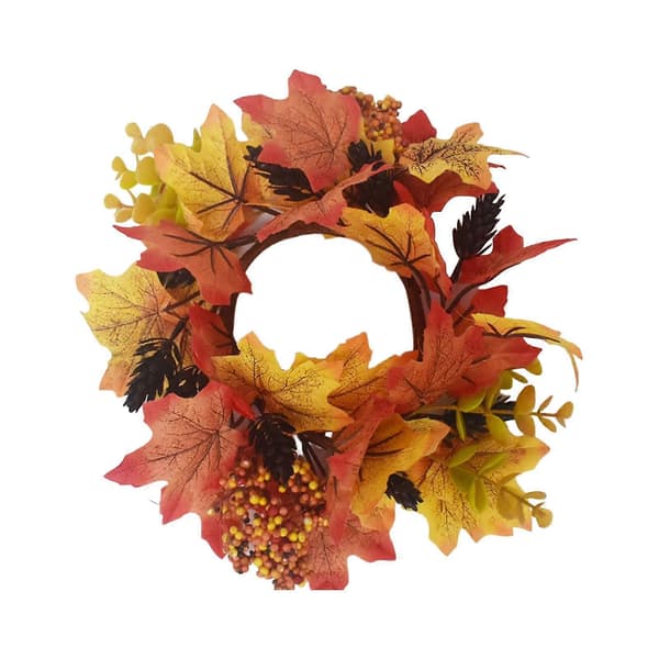 9,84 tommer Ahornblad Krans Lysringe Kunstige Blomster Lysringe Krans til Halloween