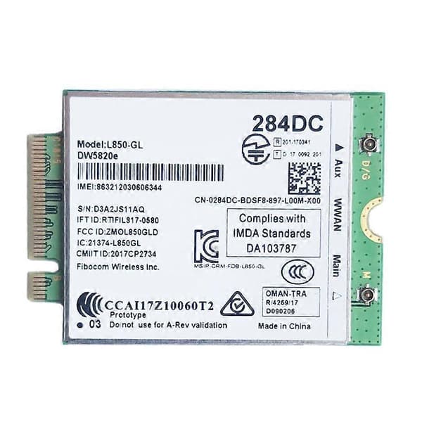 DW5820E L850- LTE 4G-kortmodul 0284DC 284DC til bærbar computer 3500 5400