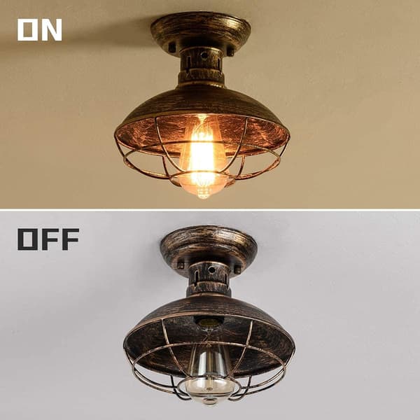 Industriel loftlampe med metalbur, semi-indbygget E27 Pe