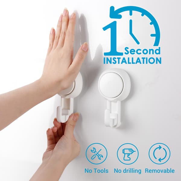Suction Cup Hooks Powerful Vacuum Suction Cup Hooks - Heavy Duty Shower Hooks Waterproof Suction Cup Hangers for Bathroom Kitchen Towel, Robe (2-Pack)