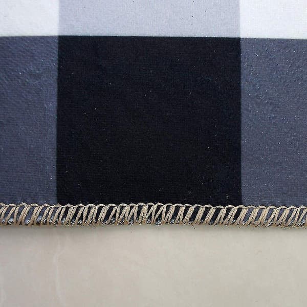 Black and White Plaid Buffalo Check Rug, Non-Slip Velvet Kitchen Mat, 23.6\"x51\"