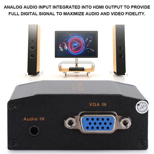 VGA+Audio til HDMI 1080P Bærbar Lydkonverteringsadapterudstyr