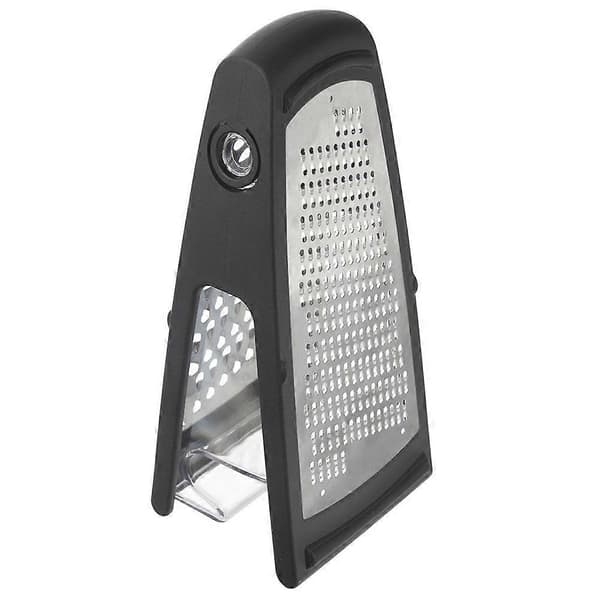 Practical grater with two blades and stainless steel container