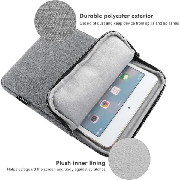 Tabletfodral til 9-11 tommer, passer til nye 11-tommer iPad Pro M4/iPad Air M2 2024, iPad Air 5/4/3 10,9  \"/10,5  \", iPad Pro Lysegrå