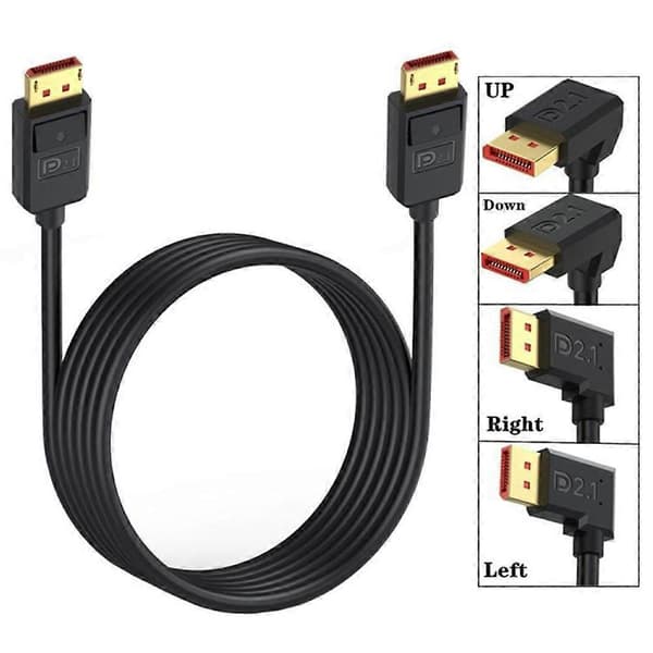3m DisplayPort 2.1 til oppovervinklet DP2.1 forlengelseskabel 54 Gbps 16K 30Hz videokabel