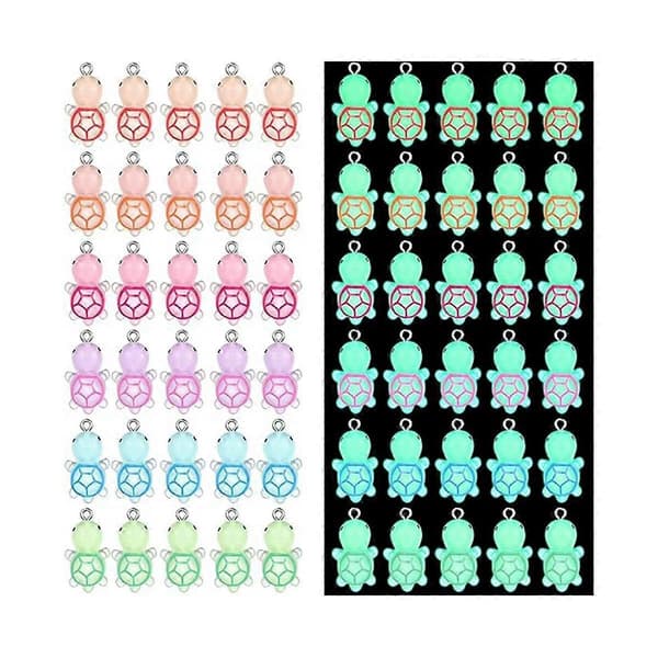 60 stk. Mini Skildpaddecharms i Resin Selvlysende Skildpaddevedhæng Lysende Skildpadde Havcharm Dyr
