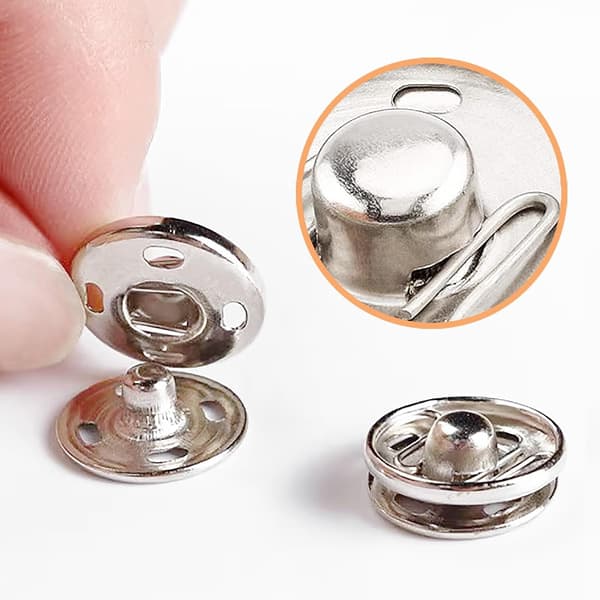 Syknapper, 120 sæt 8 mm og 10 mm, Sorte og Sølvfarvede, Påsybare Trykknapper Metalknapper Trykknapper