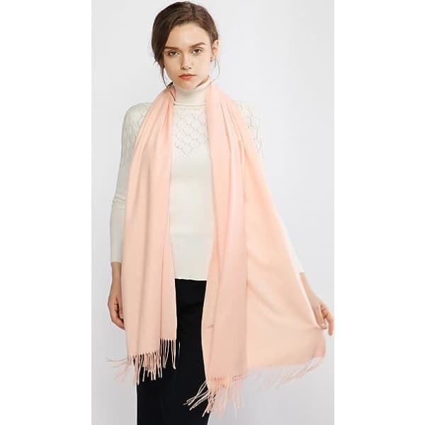 Dame Skjerf Pashmina Sjal og Omslag for Bryllup Skjerf for Kvinner Vinter (Rosa-2)