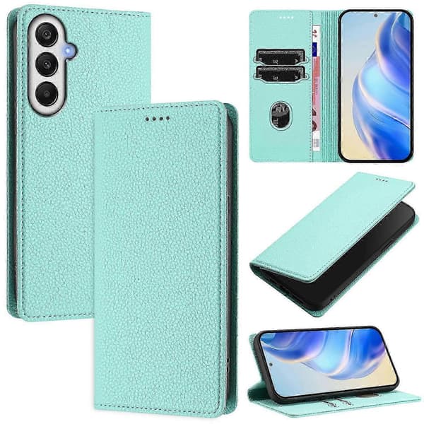 Galaxy A16 4G/5G Plånboksfodral med RFID-blockering & Läderfodral med Litchi-textur [DB] Multicolor Mint Green Multicolor Mint Green