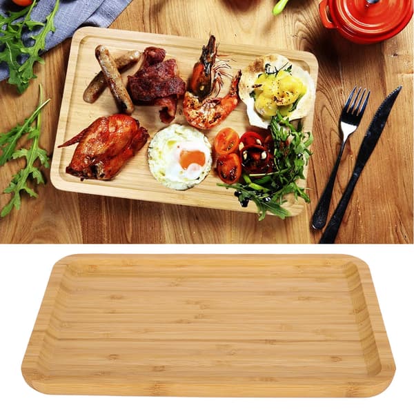 Rectangular Bamboo Serving Tray for Household Use, Storage Plate for Food, Fruit and Cakes, Durable and Eco-Friendly