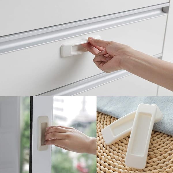 Sliding Door Window Handle, Self-Adhesive Sticker, White, 4 Pieces