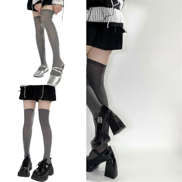 Dame over kneet sokker, rørstrømper, nylon lårhøye strømper, nyhet, kostymetilbehør, gaver C C C