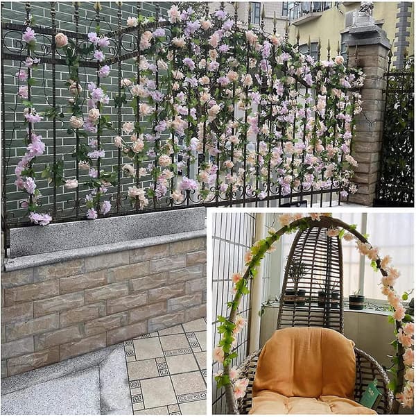 2-pakning Kunstige Kirsebærblomster Girlander Veggdekorasjon Kirsebær