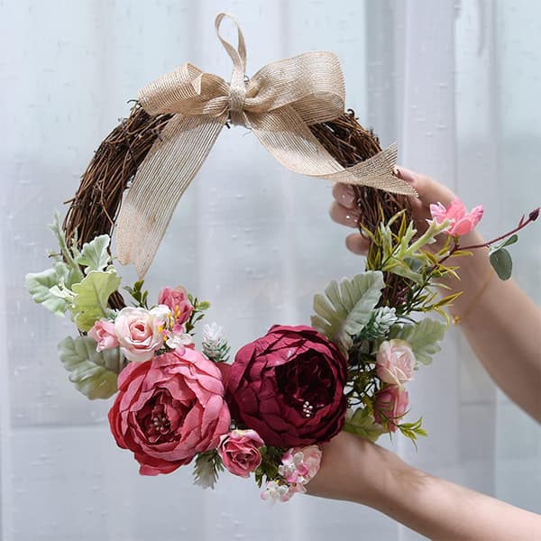 Door Wreath, 10.25 \" Artificial Non-Fading Peony, Decorative Hanging